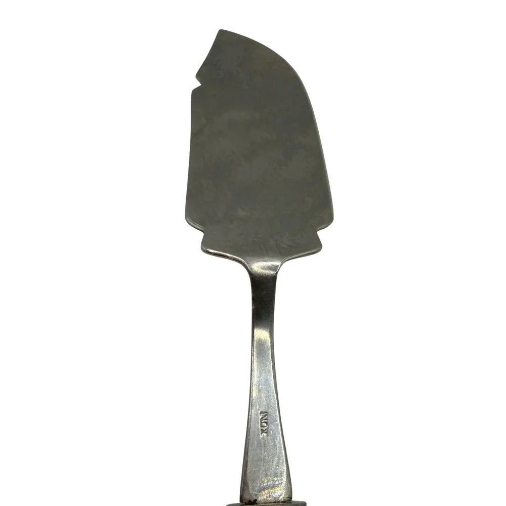 Vtg INOX Italy Spatula Ceramic Handle Blue White Bird Motif Kitchen Utensil
